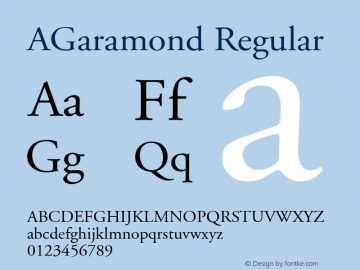 Adobe Garamond Regular Converter: Windows Type 1 Installer V1.0d.￿Font: V1.2图片样张