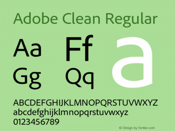 Adobe Clean Version 5.21 October 15, 2017 Font Sample