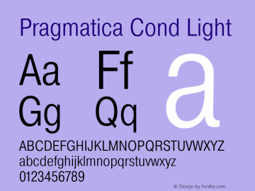 Pragmatica Cond Light Version 2.000 Font Sample