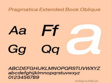 Pragmatica Extended Book Obl Version 2.000 Font Sample