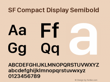 SF Compact Display Semibold Version 1.00 January 19, 2017, initial release Font Sample