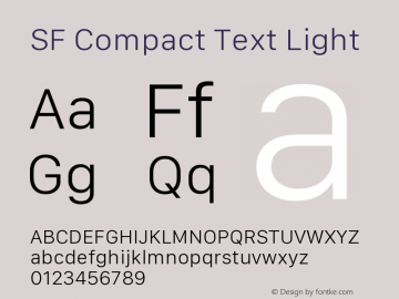 SF Compact Text Light Version 1.00 January 19, 2017, initial release Font Sample