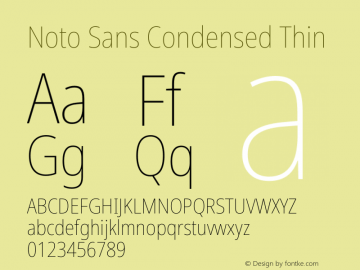 Noto Sans Condensed Thin Version 1.902 Font Sample