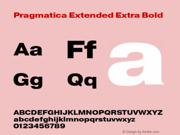 Pragmatica Extended Extra Bold Version 2.000 Font Sample