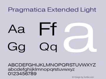 Pragmatica Extended Light Version 2.000 Font Sample