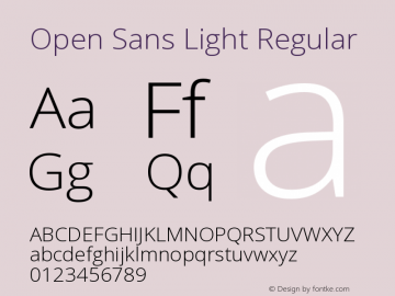 Open Sans Light Version 1.10 Font Sample