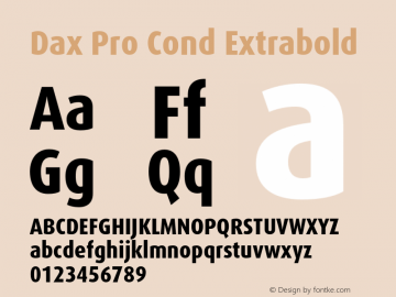 DaxPro-CondExtraBold Version 7.504; 2006; Build 1001 Font Sample