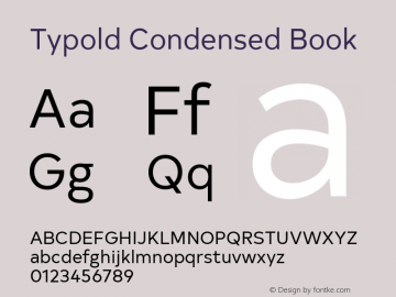 Typold Condensed Book Version 1.001; ttfautohint (v1.5) Font Sample