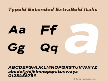 Typold Extended ExtraBold Italic Version 1.001;PS 001.001;hotconv 1.0.88;makeotf.lib2.5.64775图片样张