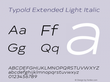 Typold Extended Light Italic Version 1.001; ttfautohint (v1.5)图片样张