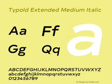 Typold Extended Medium Italic Version 1.001;PS 001.001;hotconv 1.0.88;makeotf.lib2.5.64775 Font Sample