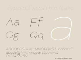 Typold ExtraThin Italic Version 1.001; ttfautohint (v1.5)图片样张