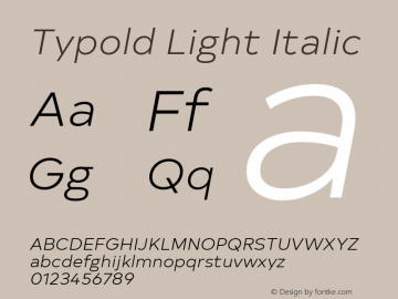 Typold Light Italic Version 1.001; ttfautohint (v1.5)图片样张