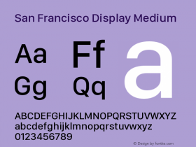 San Francisco Display Medium Version 1.00 April 16, 2015, initial release Font Sample