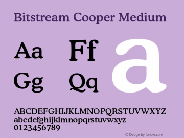 Bitstream Cooper Medium Version 003.001 Font Sample