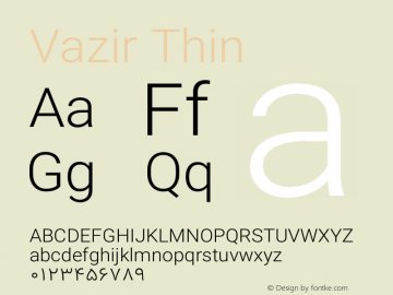 Vazir Thin Version 13.0.1 Font Sample