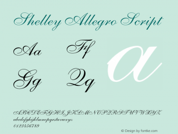 Shelley-AllegroScript OTF 1.0;PS 001.002;Core 1.0.22 Font Sample