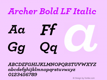 Archer Bold LF Italic Version 1.100图片样张