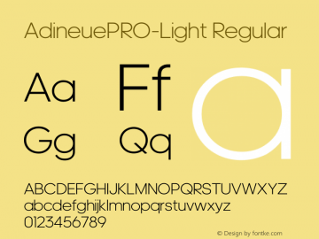 AdineuePRO-Light Version 1.002;PS 1.1;hotconv 1.0.79;makeotf.lib2.5.61930图片样张
