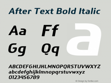 AfterText-BoldItalic Version 2.10 June 27, 2016 Font Sample