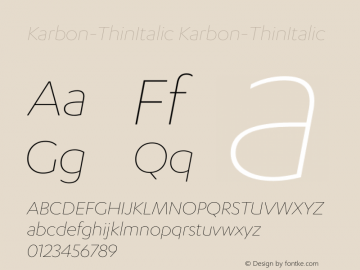 CKarbon-ThinItalic Version 1.0图片样张