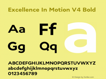 ExcellenceInMotionV-Bold Version 4.000; ttfautohint (v1.00) -l 8 -r 50 -G 200 -x 0 -D latn -f none -w gGD Font Sample