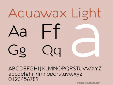 Aquawax Light Version 1.011 Font Sample
