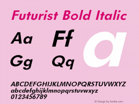 Futurist Bold Italic W.S.I. Int'l v1.1 for GSP: 6/20/95图片样张