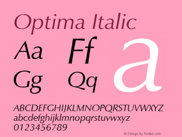 Optima Italic Rev. 002.001 Font Sample
