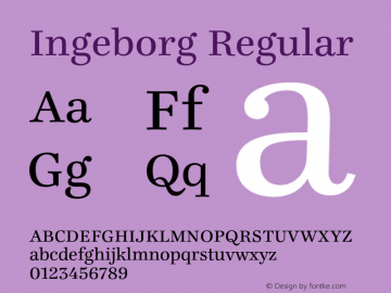 Ingeborg-Regular Version 2.004 Font Sample