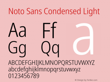 Noto Sans Condensed Light Version 1.902 Font Sample