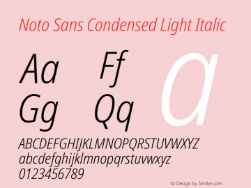 Noto Sans Condensed Light Italic Version 1.902 Font Sample