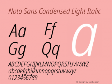 Noto Sans Condensed Light Italic Version 1.902 Font Sample