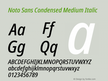 Noto Sans Condensed Medium Italic Version 1.902 Font Sample