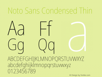 Noto Sans Condensed Thin Version 1.902 Font Sample