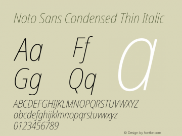 Noto Sans Condensed Thin Italic Version 1.902图片样张
