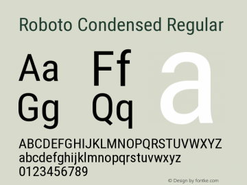Roboto Condensed Regular Version 2.131 Font Sample