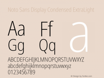 Noto Sans Display Condensed ExtraLight Version 1.901 Font Sample