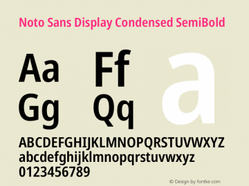 Noto Sans Display Condensed SemiBold Version 1.901 Font Sample