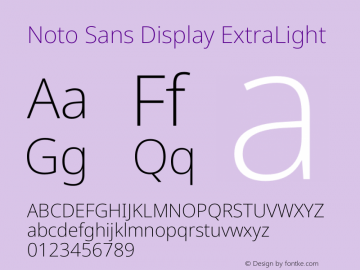 Noto Sans Display ExtraLight Version 1.901 Font Sample