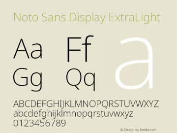 Noto Sans Display ExtraLight Version 1.901 Font Sample