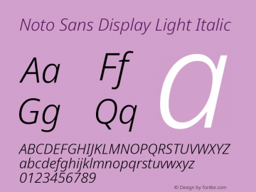 Noto Sans Display Light Italic Version 1.901 Font Sample