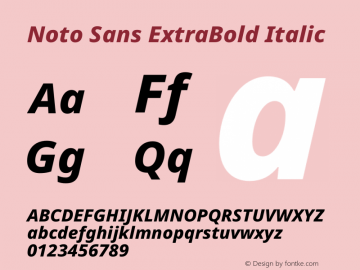 Noto Sans Extra Italic Version 1.902 Font Sample