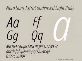 Noto Sans ExtraCondensed Light Italic Version 1.902 Font Sample