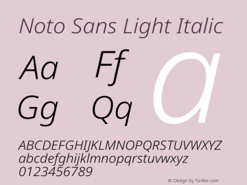 Noto Sans Light Italic Version 1.902 Font Sample