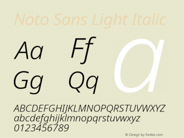 Noto Sans Light Italic Version 1.902 Font Sample