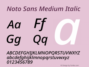 Noto Sans Medium Italic Version 1.902 Font Sample