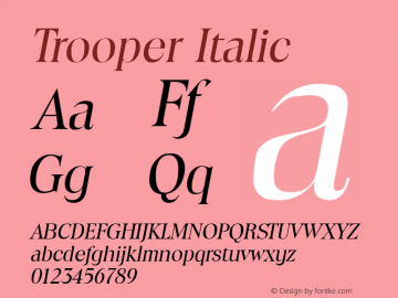 Trooper Italic Altsys Fontographer 3.5  9/23/93 Font Sample