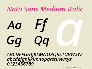 Noto Sans Medium Italic Version 1.902 Font Sample