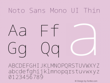 NotoSansMonoUI-Thin Version 1.000; ttfautohint (v1.6)图片样张